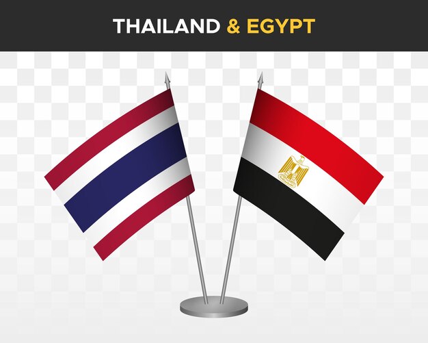 Thailand vs egypt desk flags mockup isolated 3d vector illustration thai table flags