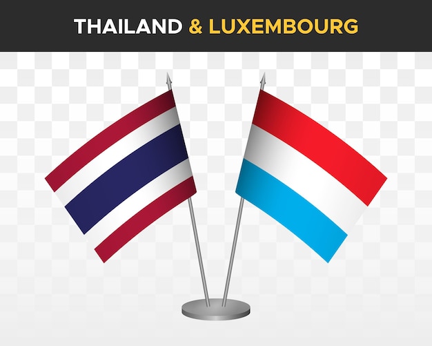 Vector thailand vs luxembourg desk flags mockup isolated 3d vector illustration thai table flags