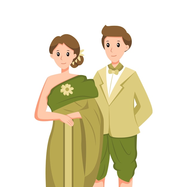 タイの結婚式のキャラクター デザイン イラスト