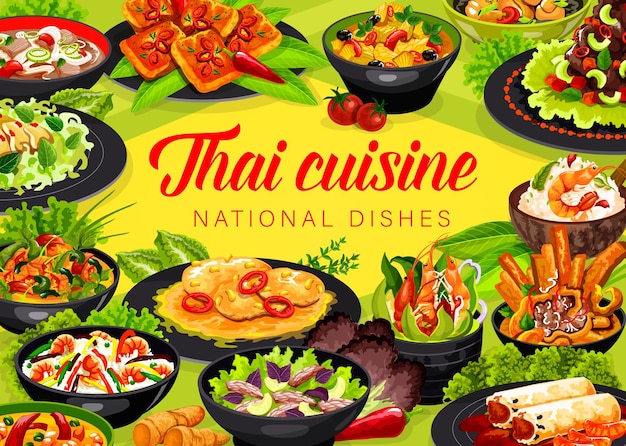 Thaise keuken Aziatisch eten Thailand gerechten poster