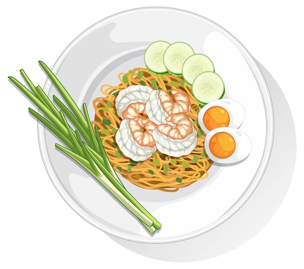 Thaise noedelschotel met garnalen en eieren