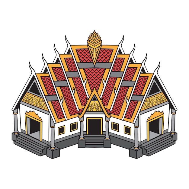 Vector thaise tempel cartoon vector