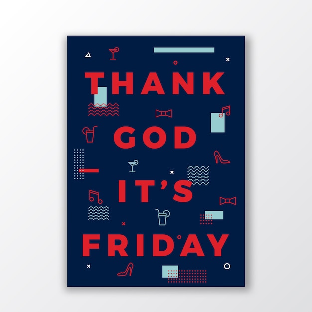 Thank god its friday swiss style minimal poster or flyer.