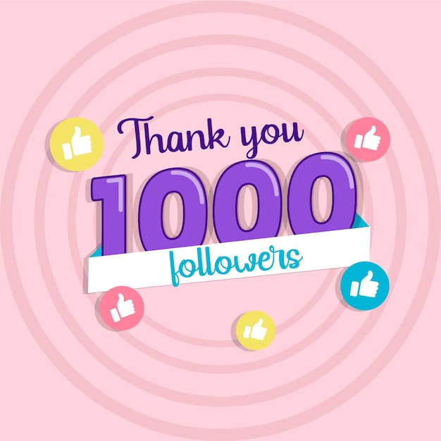 Thank you 1000 social followers template vector