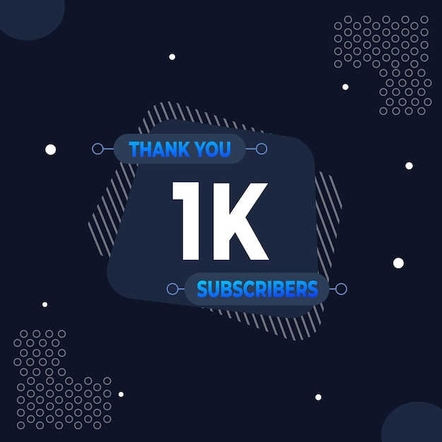 Vector thank you 1000 subscribers or followers web social media modern post design