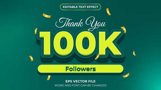 Grazie 100.000 follower effetto testo modificabile