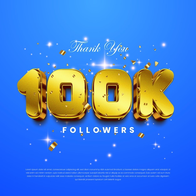 Vector thank you 100k followers social media followers achievement celebration template