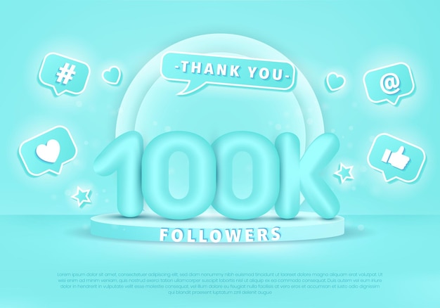 Thank you 100k followers social media followers celebration vector template