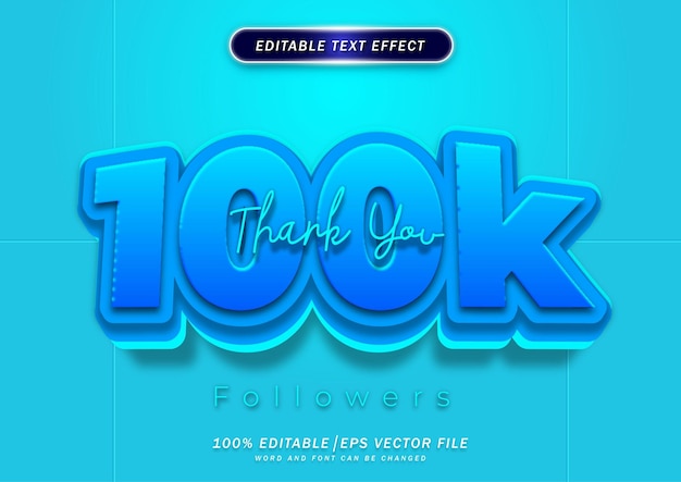 Thank you 100k followers text style effect