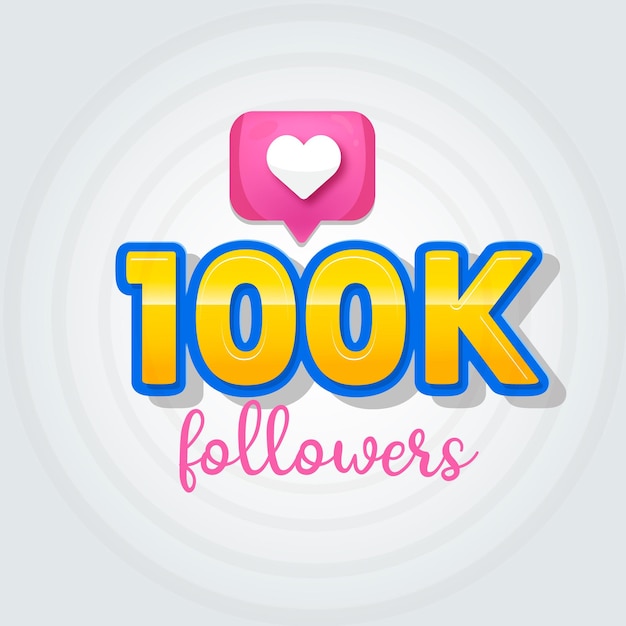 Thank you to 100k followers  text style Premium Vector