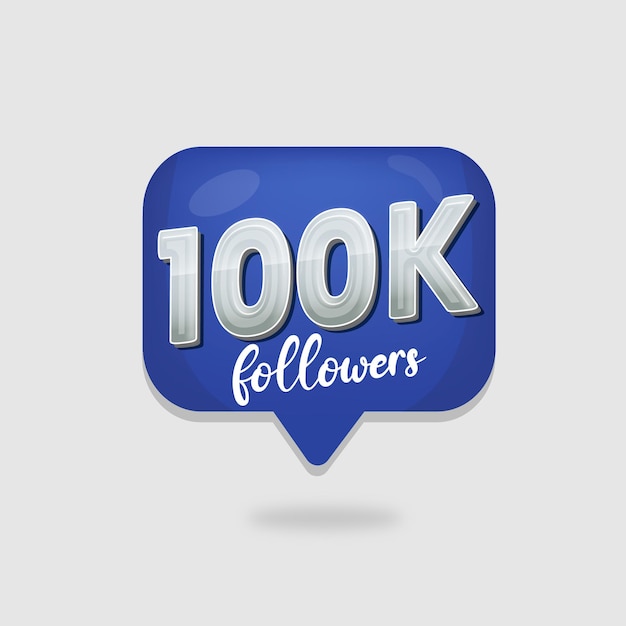 Grazie 100k modello di follower social vettore premium