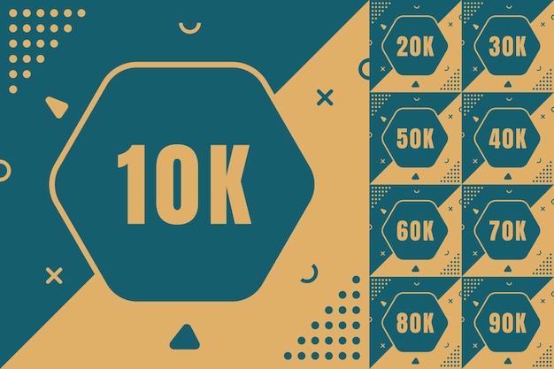 Vector thank you 10k to 90k followers template