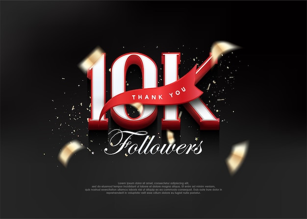 Thank you 10K followers with 3d numbers with red ribbon