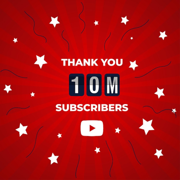 Thank you 10M subscribers or followers. Congratulation card. Web Social media modern Post design.