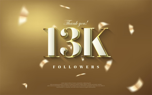 Vettore grazie 13k follower sfondo lucido design d'oro di lusso