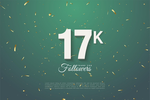 Grazie a 17k follower su uno sfondo di foglia verde