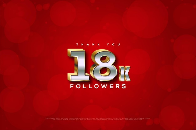 Thank you 18k followers with red bubble   with blur effect