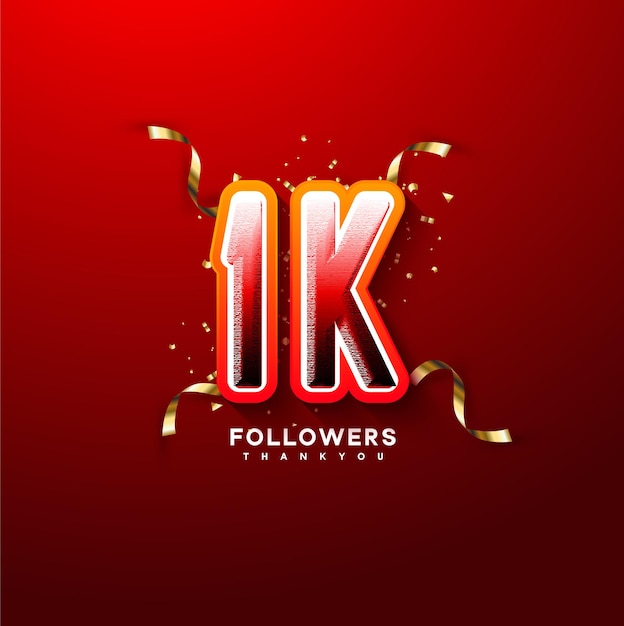 Vector thank you 1k follower background illustration celebration