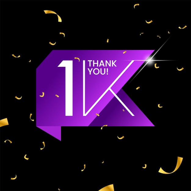 Thank you for 1k followers design template vector illustration