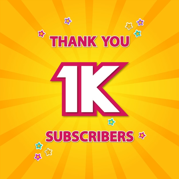 ベクトル 1k subscribers ソーシャルメディアコミュニティのポスターやバナーイラストグラフィックを提供してくれてありがとう