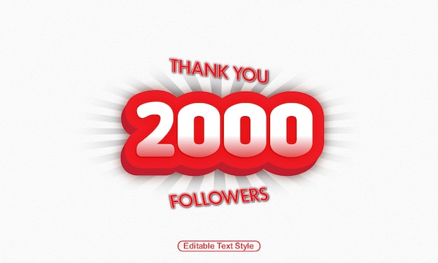 Vector thank you for 2000 followers