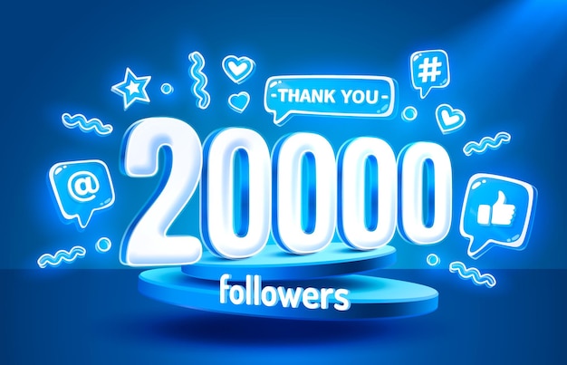 Thank you 20000 followers peoples online social group happy banner celebrate Vector