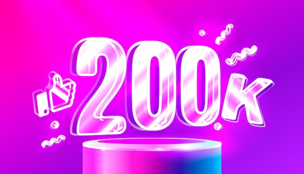Thank you 200k followers peoples online social group happy banner celebrate Vector