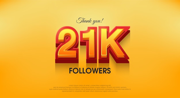 Thank you 21k followers 3d design vector background thank you