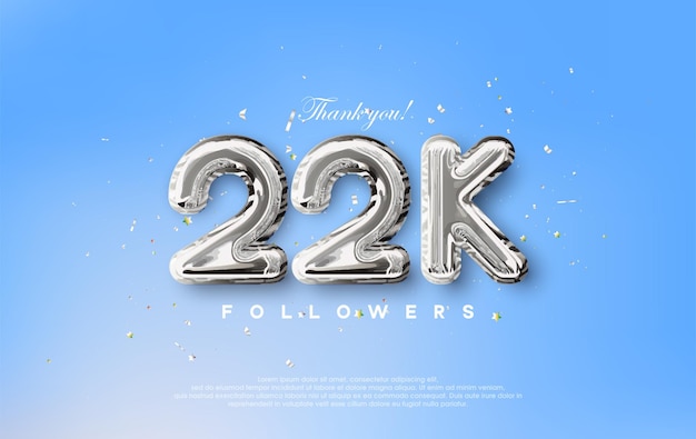 Thank you for the 22k followers with silver metallic balloons illustration