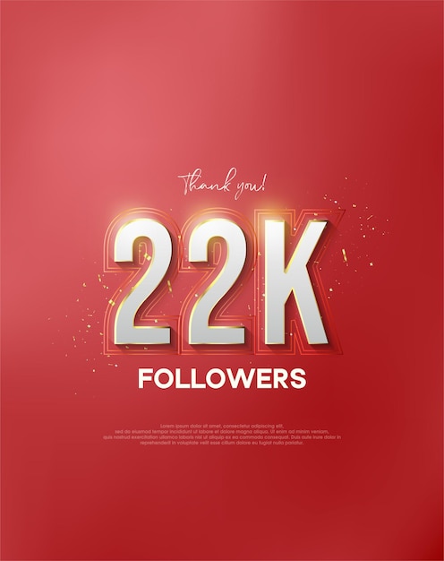 Thank you 22k followers with white numbers wrapped in shiny gold