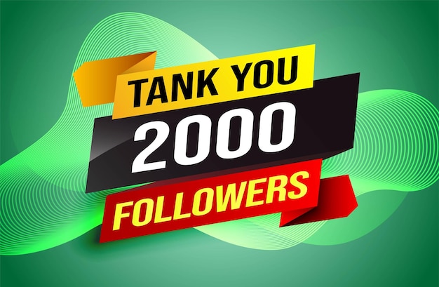 Grazie 2k 2000 follower tag. modello di progettazione banner per il marketing