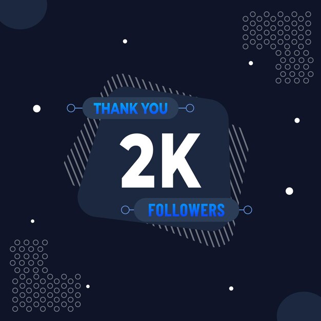 Thank you 2k subscribers or followers web social media modern post design