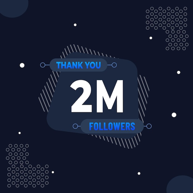 Vector thank you 2m subscribers or followers web social media modern post design