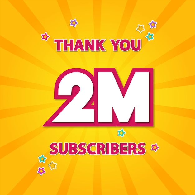 Vector thank you 2m subscribers thank giving social media community poster or banner graphical illustration