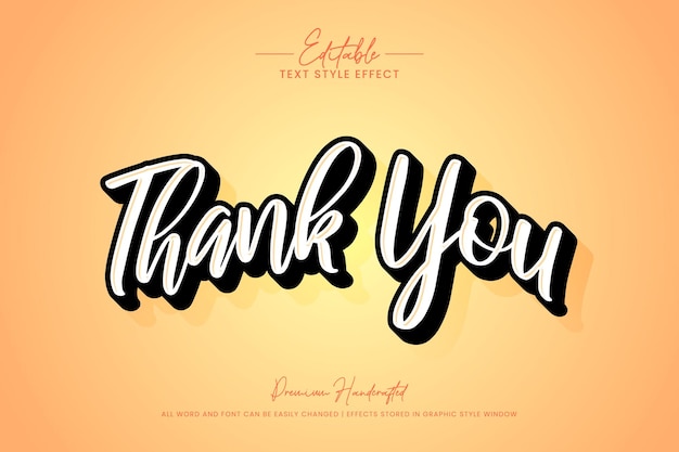 Vector thank you 3d text style effect editable illustrator text style