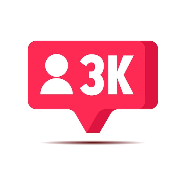 Vettore grazie 3k follower celebrazione notifica sui social media