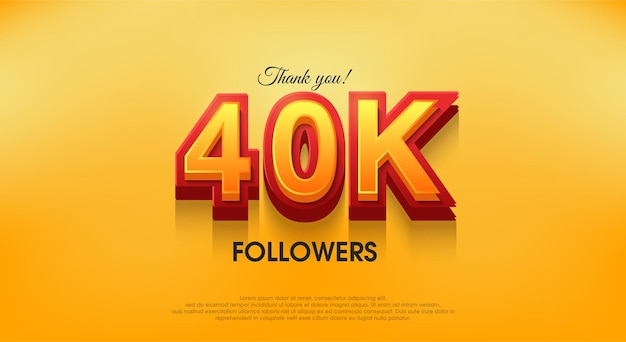 Thank you 40k followers 3d design vector background thank you