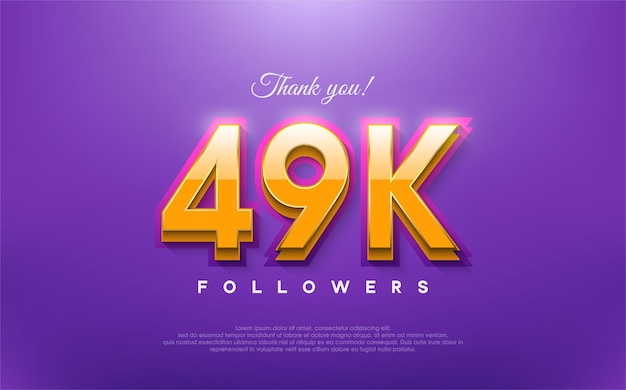 Thank you 49k followers 3d design with orange on blue background