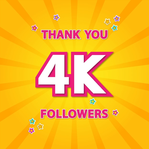 Vector thank you 4k followers thank giving social media community poster or banner graphical illustration