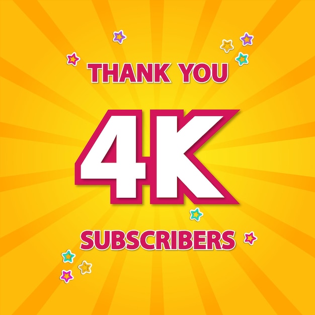 Vector thank you 4k subscribers thank giving social media community poster or banner graphical illustration