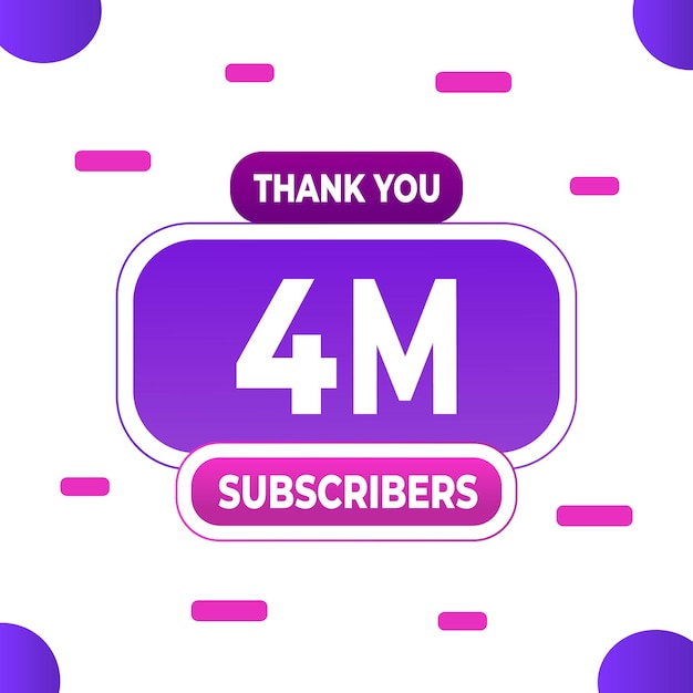 Vector thank you 4m subscribers or followers web social media modern post design