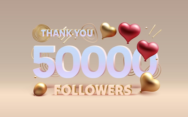 Спасибо 50000 последователей людей онлайн социальная группа счастливый баннер празднуют векторную иллюстрацию