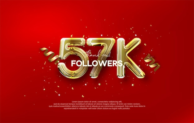 Thank you for the 57k followers with metallic gold balloons illustration