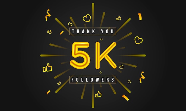 Thank you 5k followers Design. Celebrating 5000 or Five thousand followers. Vector illustration.