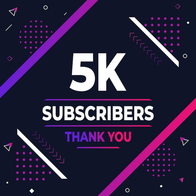 Thank you 5k subscribers or followers web social media modern post design