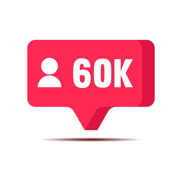 Vettore grazie 60k follower celebrazione notifica sui social media