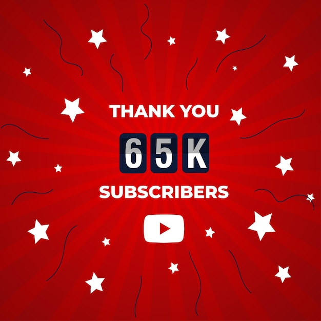 Thank you 65k subscribers or followers. congratulation card. web social media modern post design