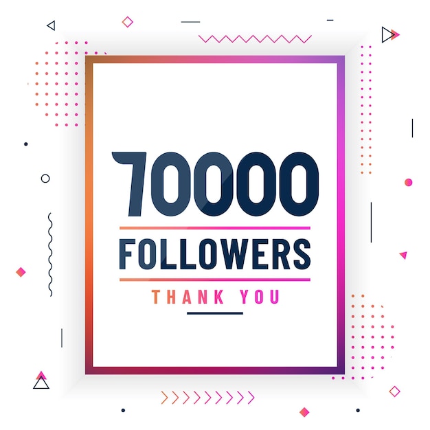 Grazie 70000 follower 70k follower celebrano il design moderno e colorato