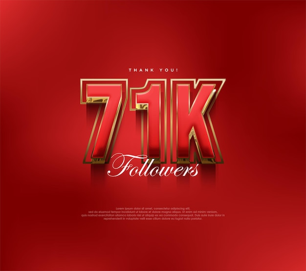 Thank you 71k followers greetings bold and strong red design for social media posts