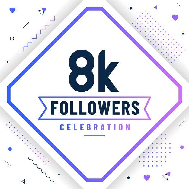 Grazie 8k follower 8000 abbonati celebrano il design moderno e colorato